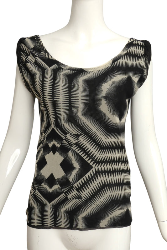 JEAN PAUL GAULTIER- Print Nylon Tank Blouse, Size Mediium