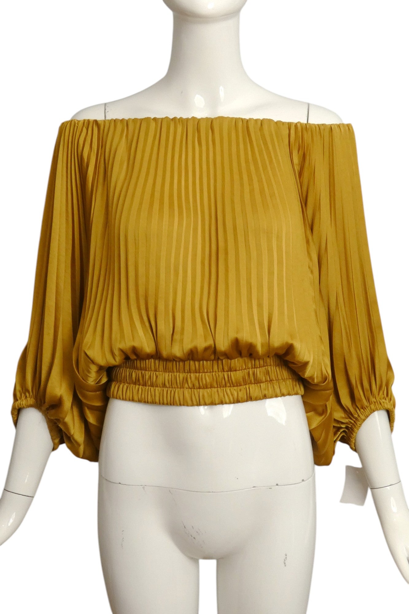 A.L.C.- Gold Accordian Pleated Blouse, Size Small