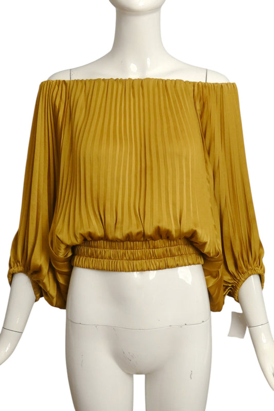 A.L.C.- Gold Accordian Pleated Blouse, Size Small