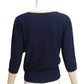 SONIA RYKIEL- 1980s Navy & Ivory Wool Sweater, Size 4