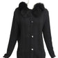 SAINT LAURENT- 1980s Back Fur Trimmed Knit Cardigan, Size 8