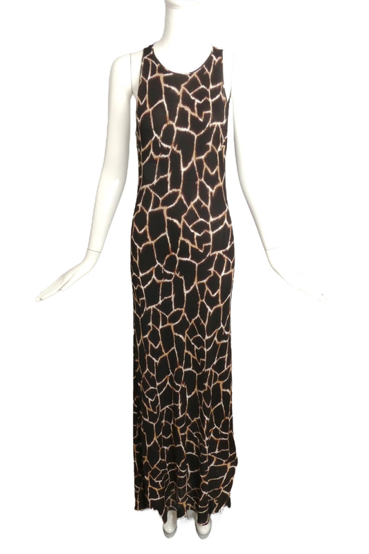 GENNY- 1980s Animal Print Knit Maxi Dress, Size 10