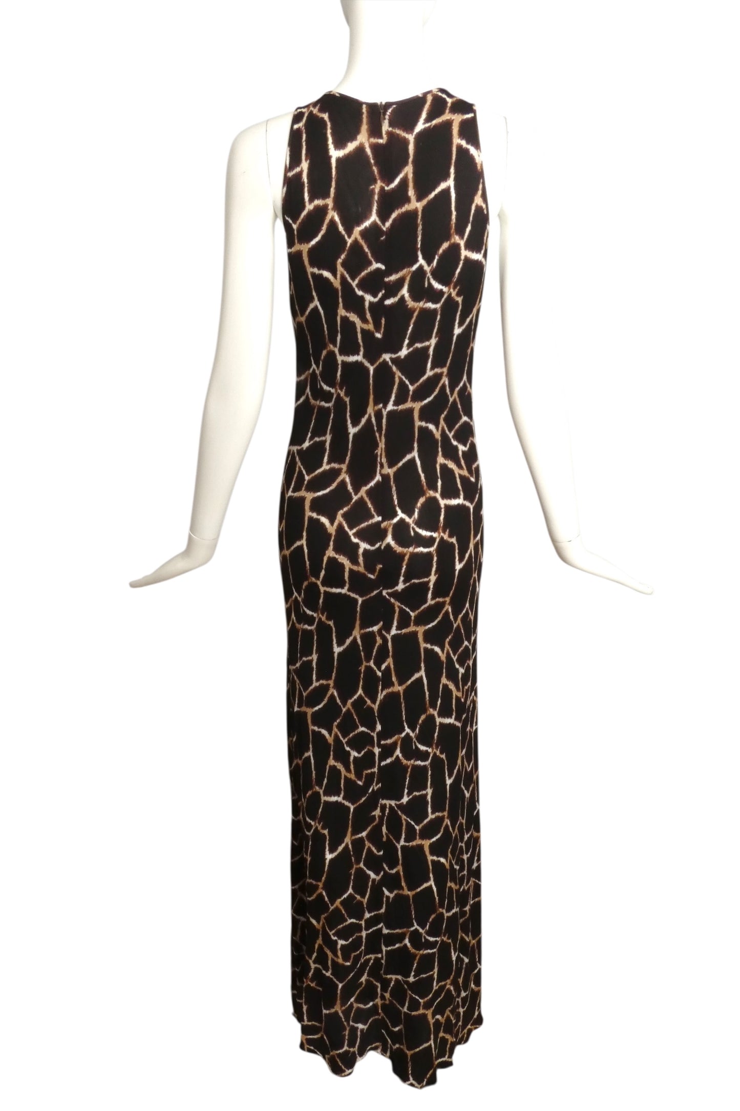 GENNY- 1980s Animal Print Knit Maxi Dress, Size 10