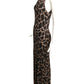 GENNY- 1980s Animal Print Knit Maxi Dress, Size 10