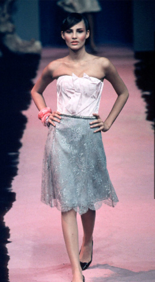 CHRISTIAN LACROIX- 1999 Grey Lace Skirt, Size 4