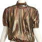TED LAPIDUS- 1970s Silk Blend Lame Blouse, Size 10
