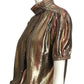 TED LAPIDUS- 1970s Silk Blend Lame Blouse, Size 10