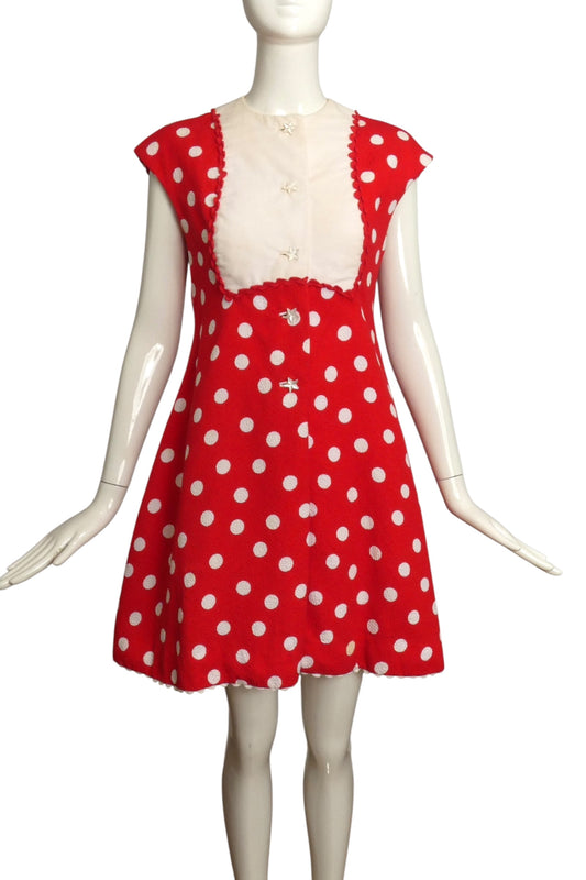 GEOFFREY BEENE- 1990s Polka Dot Dress, Size 4