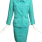 CHANEL BOUTIQUE- 1990s Turquoise Cotton Ribbon Skirt Suit, Size 6