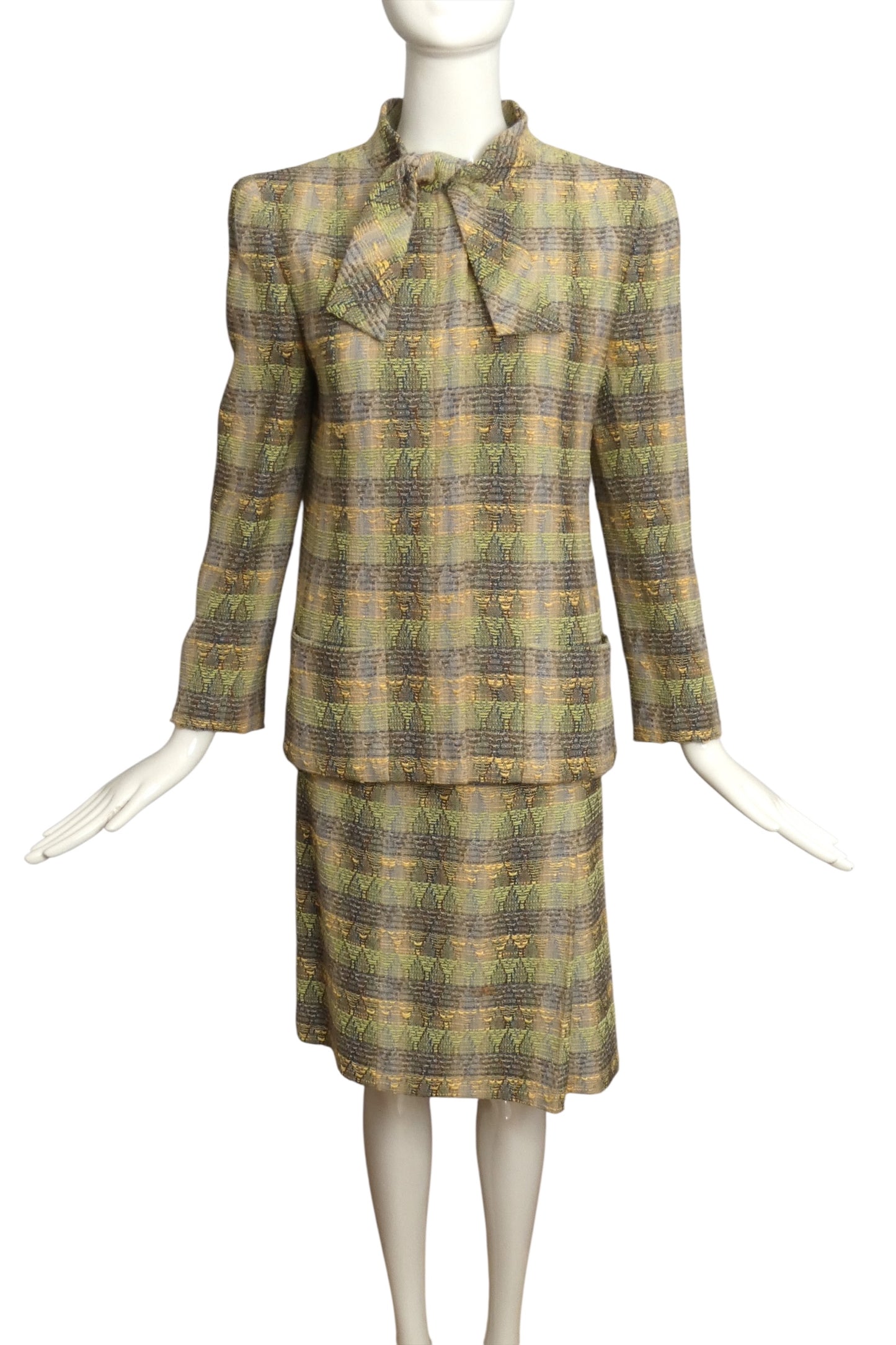 CHANEL- 1998 Striped Tweed Suit, Size 8