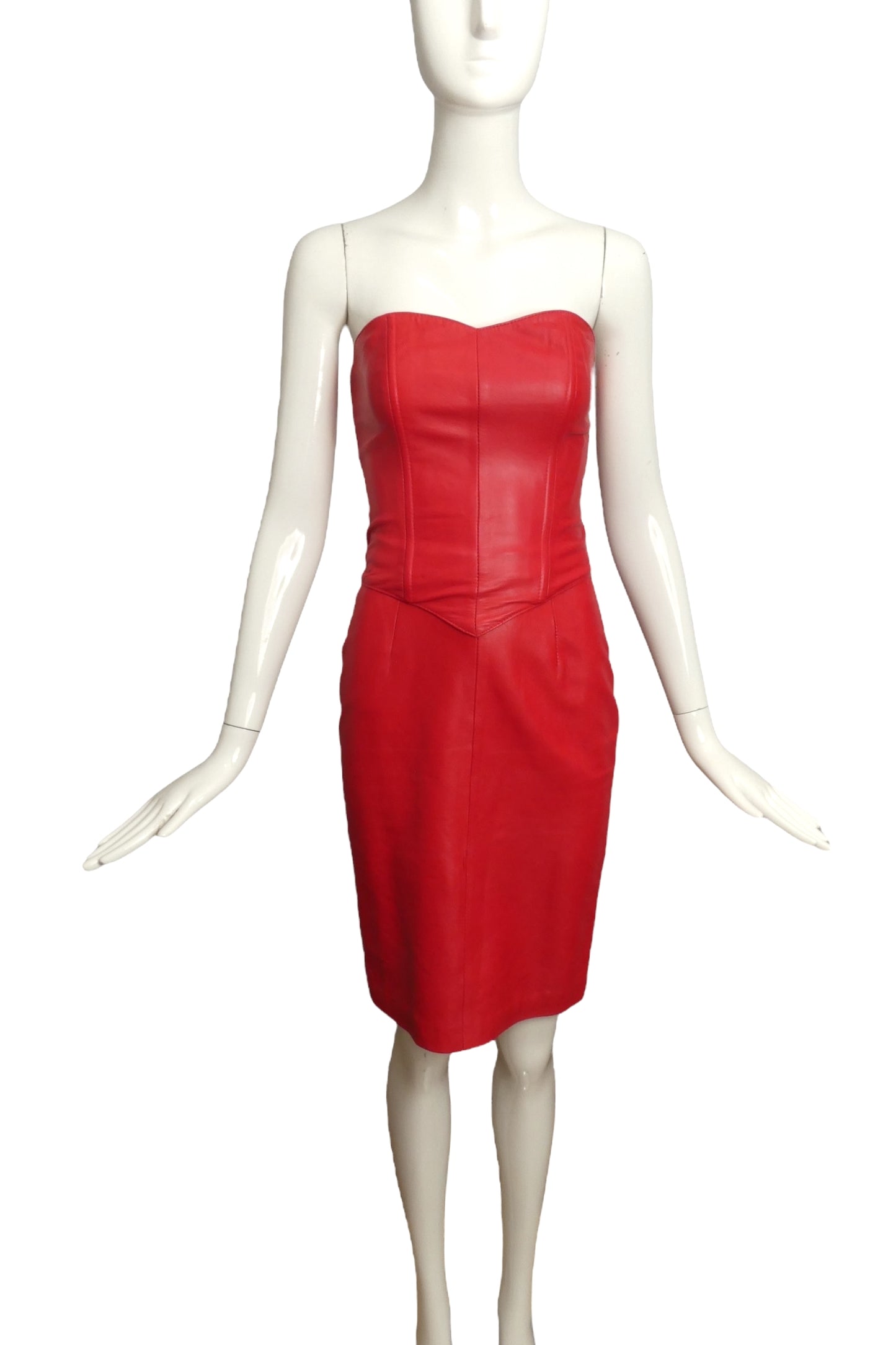 MICHAEL HOBAN- 1980s 3pc Red Leather Skirt Suit, Size 2