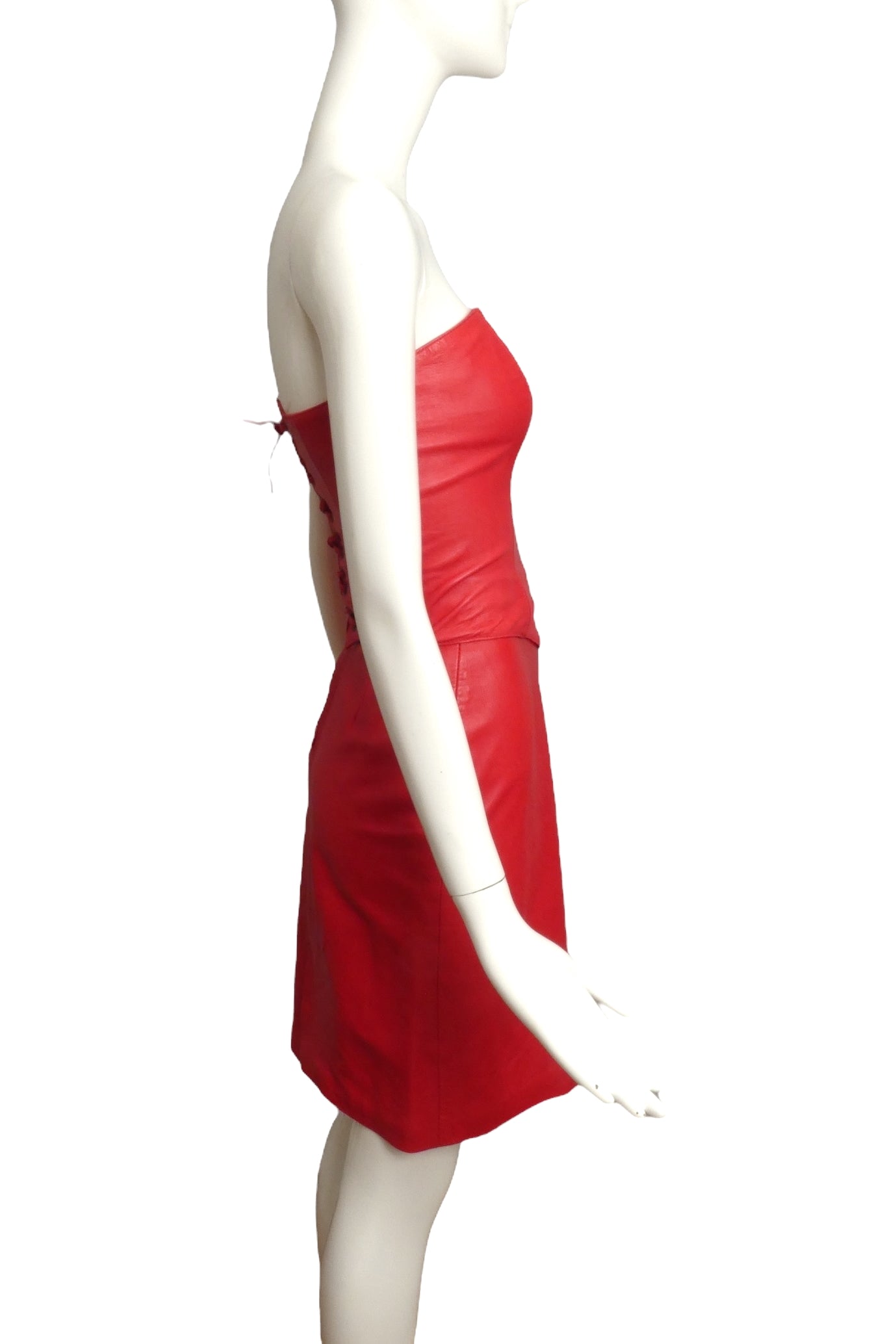 MICHAEL HOBAN- 1980s 3pc Red Leather Skirt Suit, Size 2