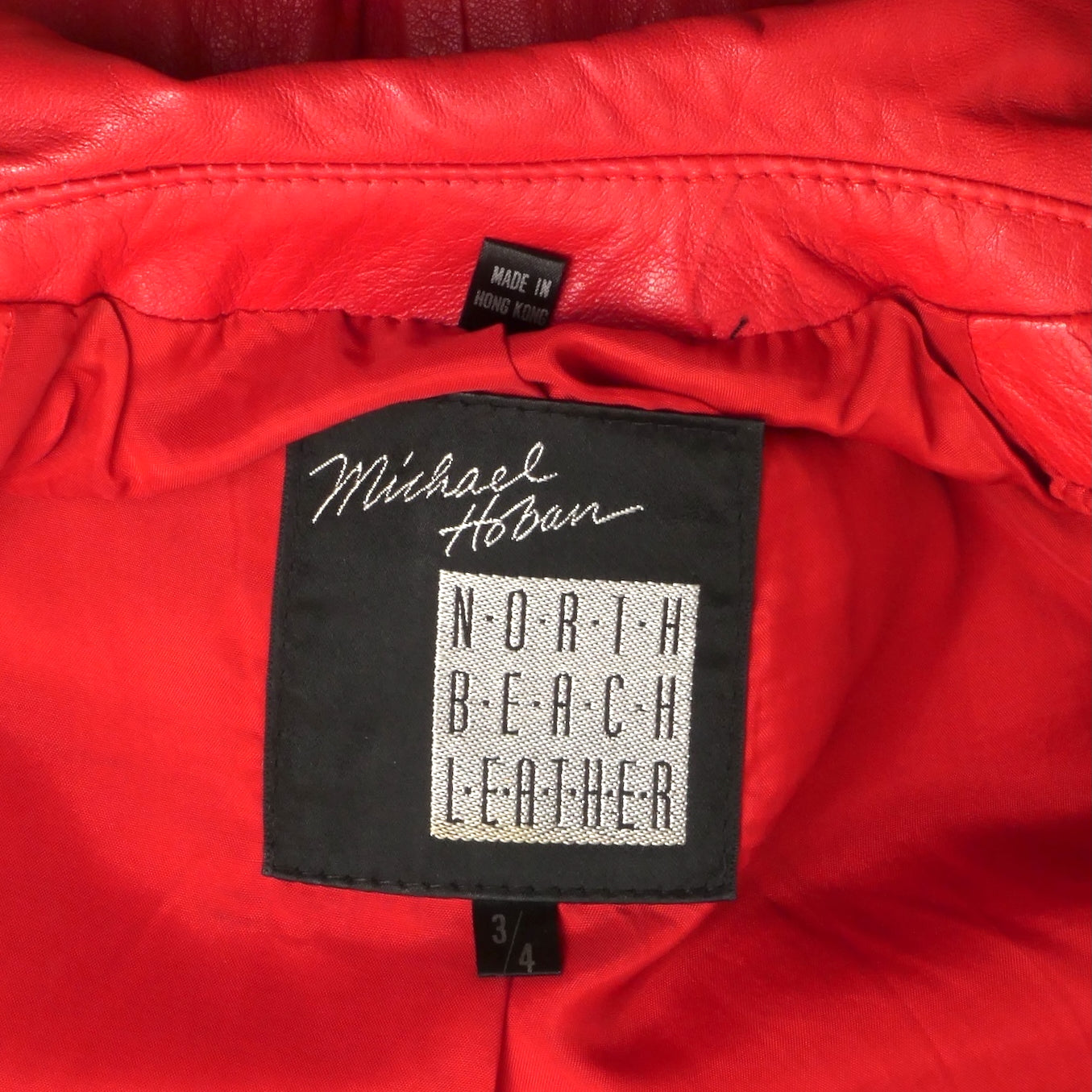 MICHAEL HOBAN- 1980s 3pc Red Leather Skirt Suit, Size 2