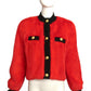 1980s Red Mink Cropped Jacket, Size 8