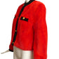 1980s Red Mink Cropped Jacket, Size 8