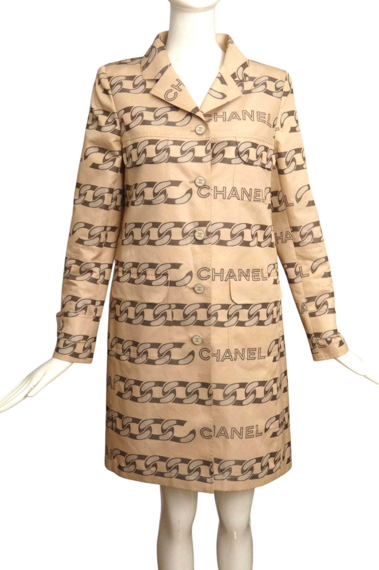 CHANEL- 2001 Printed Silk Coat, Size 8