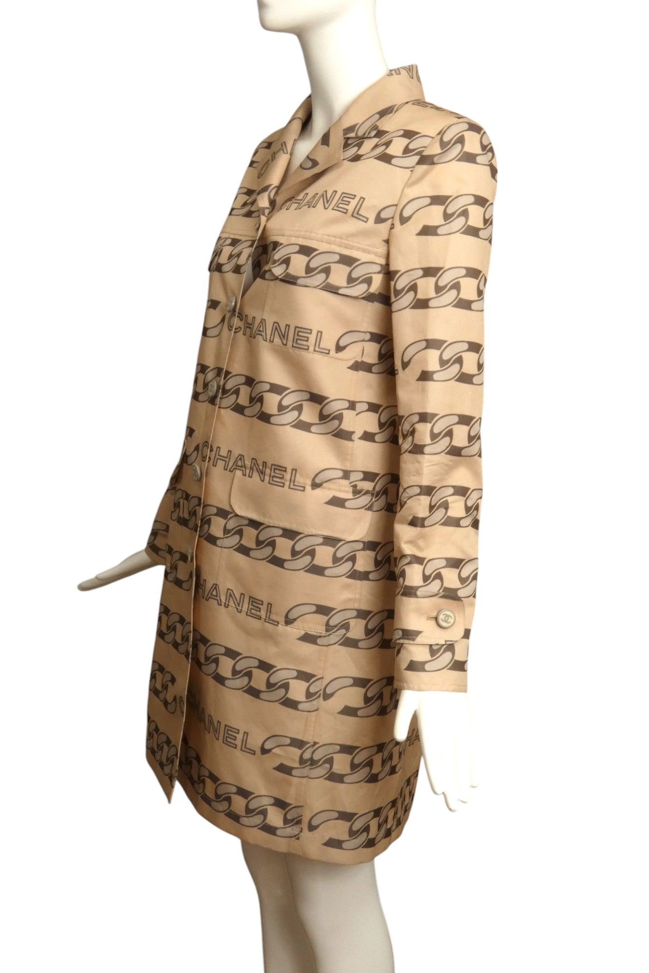 CHANEL- 2001 Printed Silk Coat, Size 8