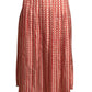 VALENTINO- 2019 Red & White Print Silk Pleat Skirt, Size 6