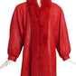 1980s Red Leather & Fox Fur Coat, Size Medium