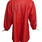 1980s Red Leather & Fox Fur Coat, Size Medium