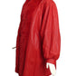 1980s Red Leather & Fox Fur Coat, Size Medium