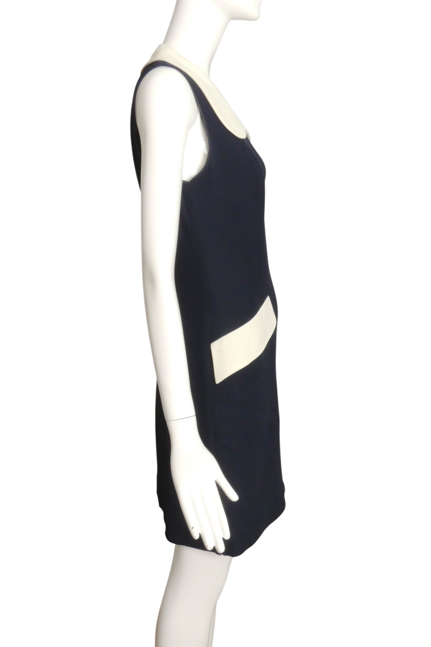 CHEAP & CHIC MOSCHINO- 1990s Navy Crepe Shift Dress, Size 6