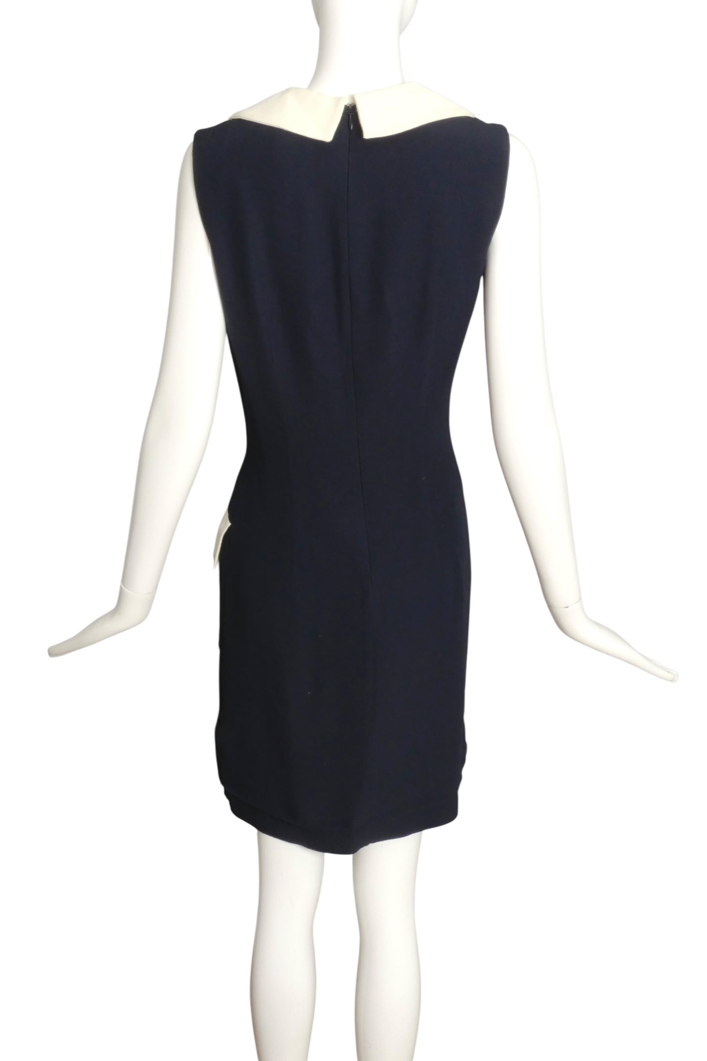 CHEAP & CHIC MOSCHINO- 1990s Navy Crepe Shift Dress, Size 6