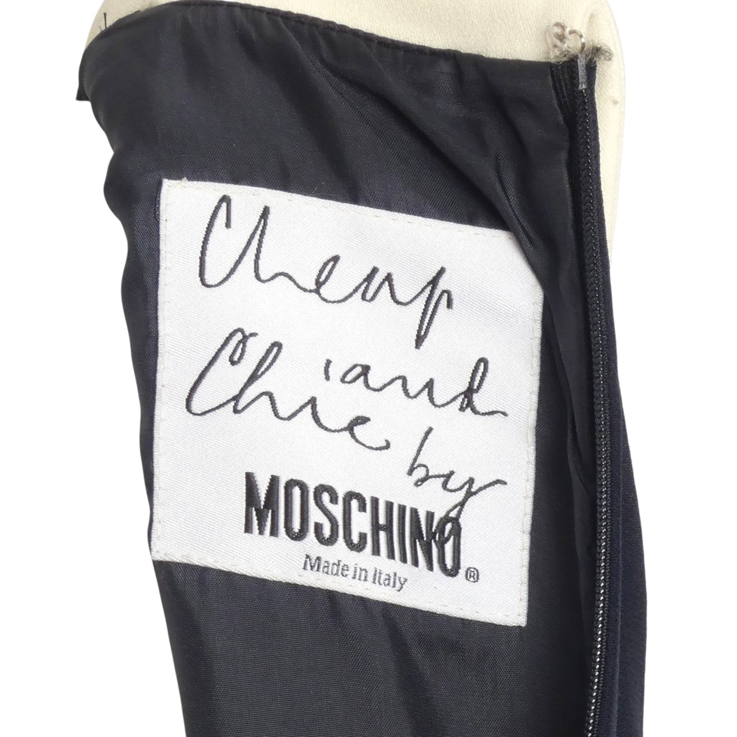 CHEAP & CHIC MOSCHINO- 1990s Navy Crepe Shift Dress, Size 6
