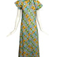 1960s Quilted Print Hostess Dress, Size 8
