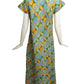 1960s Quilted Print Hostess Dress, Size 8