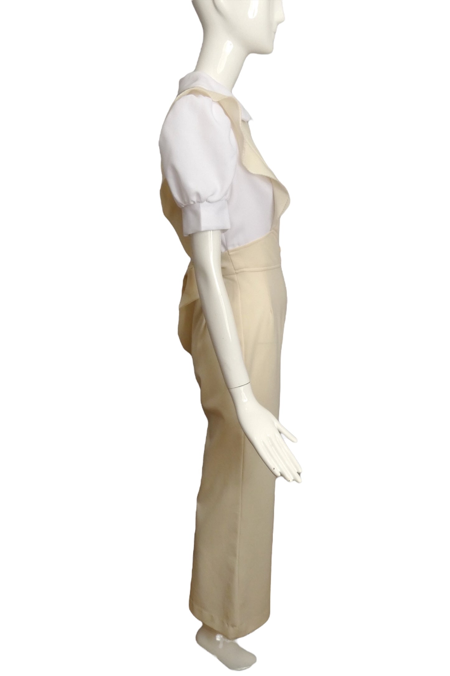 1970s Ivory & White Knit Jumpsuit, Size 6