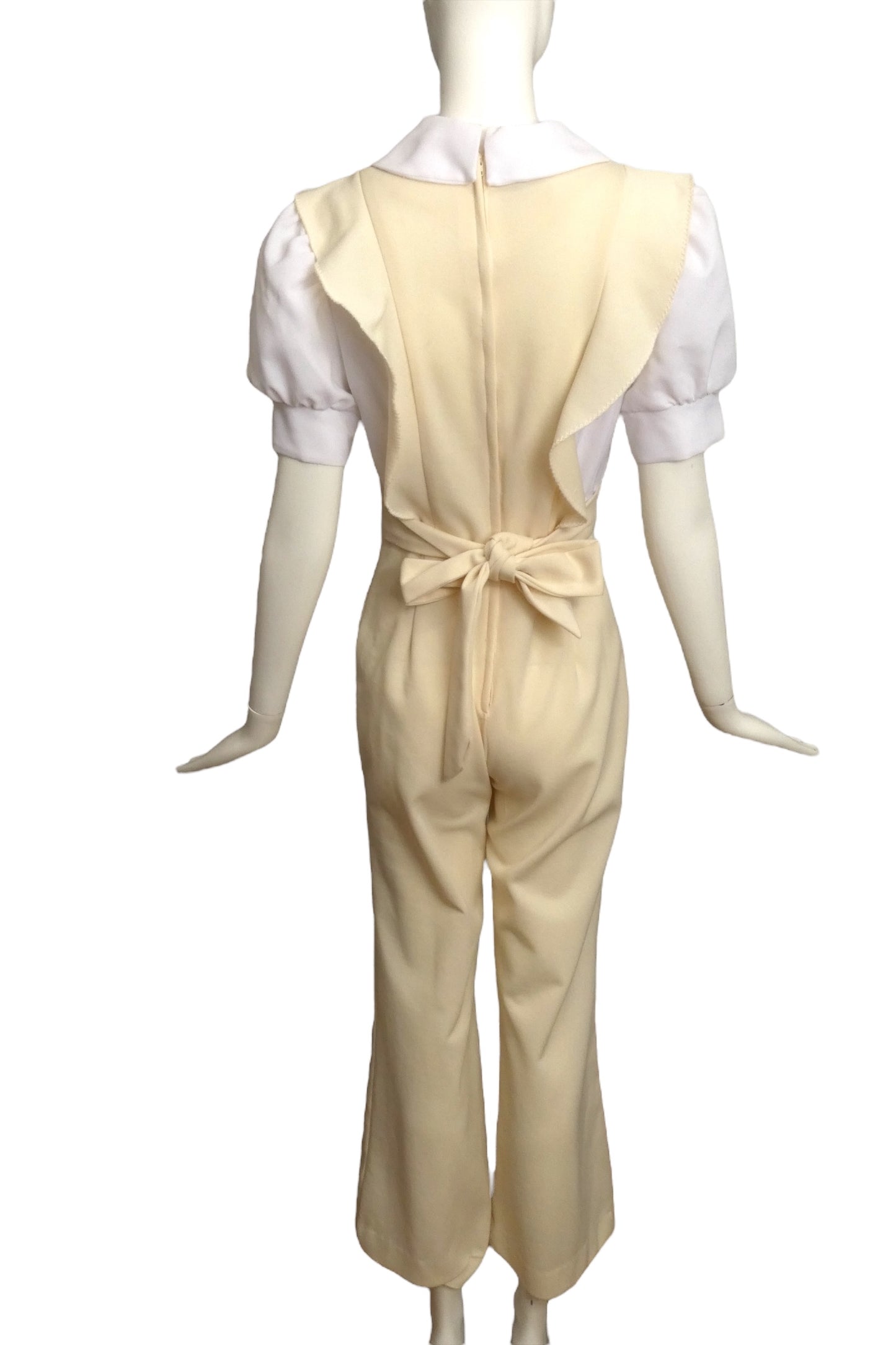 1970s Ivory & White Knit Jumpsuit, Size 6