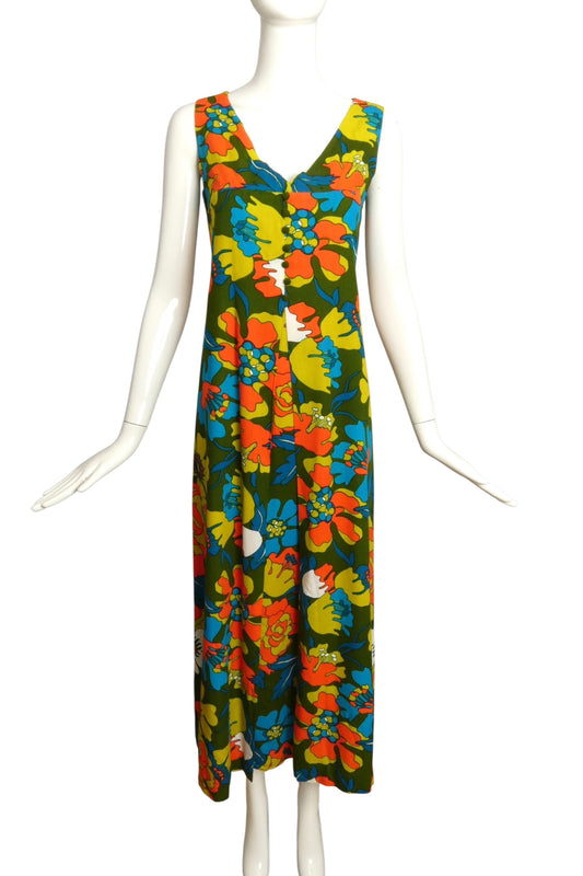 1970s Multi Color Maxi Dress, Size 4