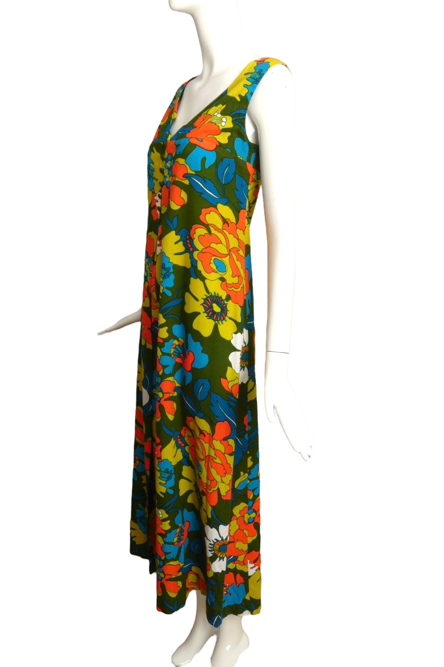 1970s Multi Color Maxi Dress, Size 4