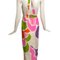 1960s Multi Color Printed Cotton Maxi Dress, Size 8
