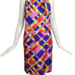GINO CHARLES- 1960s Geo Print Silk Dress, Size 4