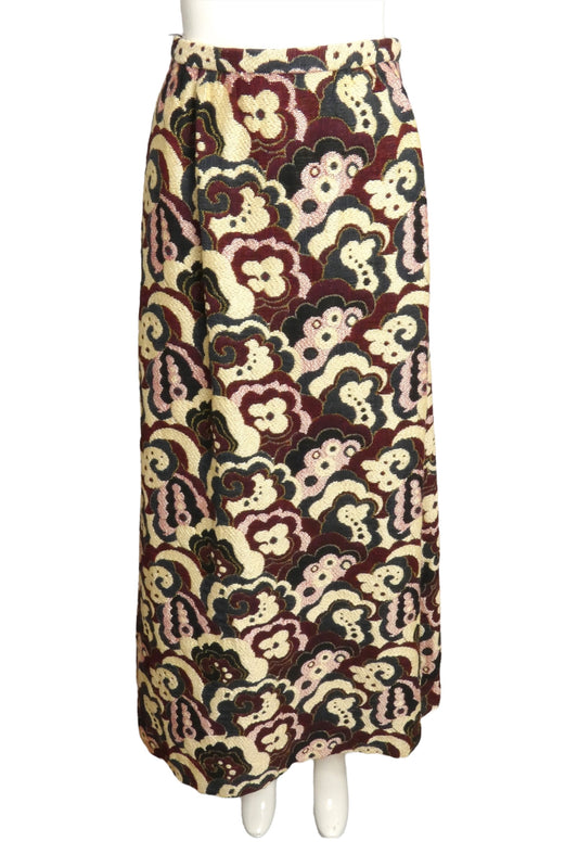 1970s Multi Color Woven Maxi Skirt, Size 6