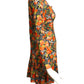 1960s Floral Print L/S Knit Dress, Size 6
