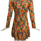 1960s Floral Print L/S Knit Dress, Size 6