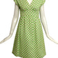 1960s Green & White Polka Dot Brocade Dress, Size 4