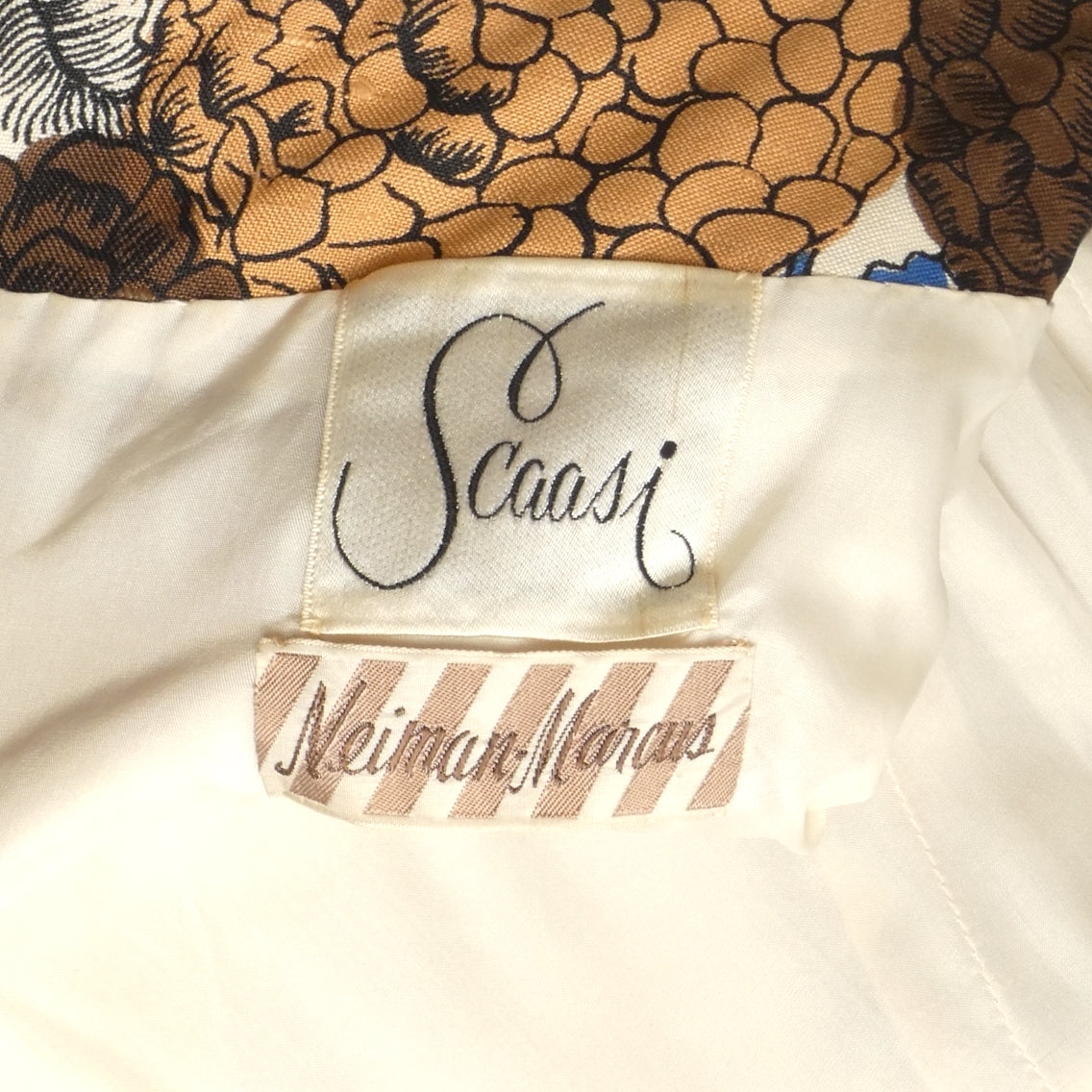 SCAASI- 1960s Floral Linen Dress, Size 6