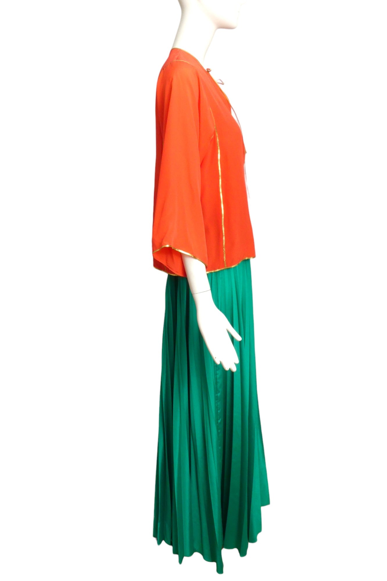OSCAR DE LA RENTA- 1970s Pleated Gown& Jacket, Size 8