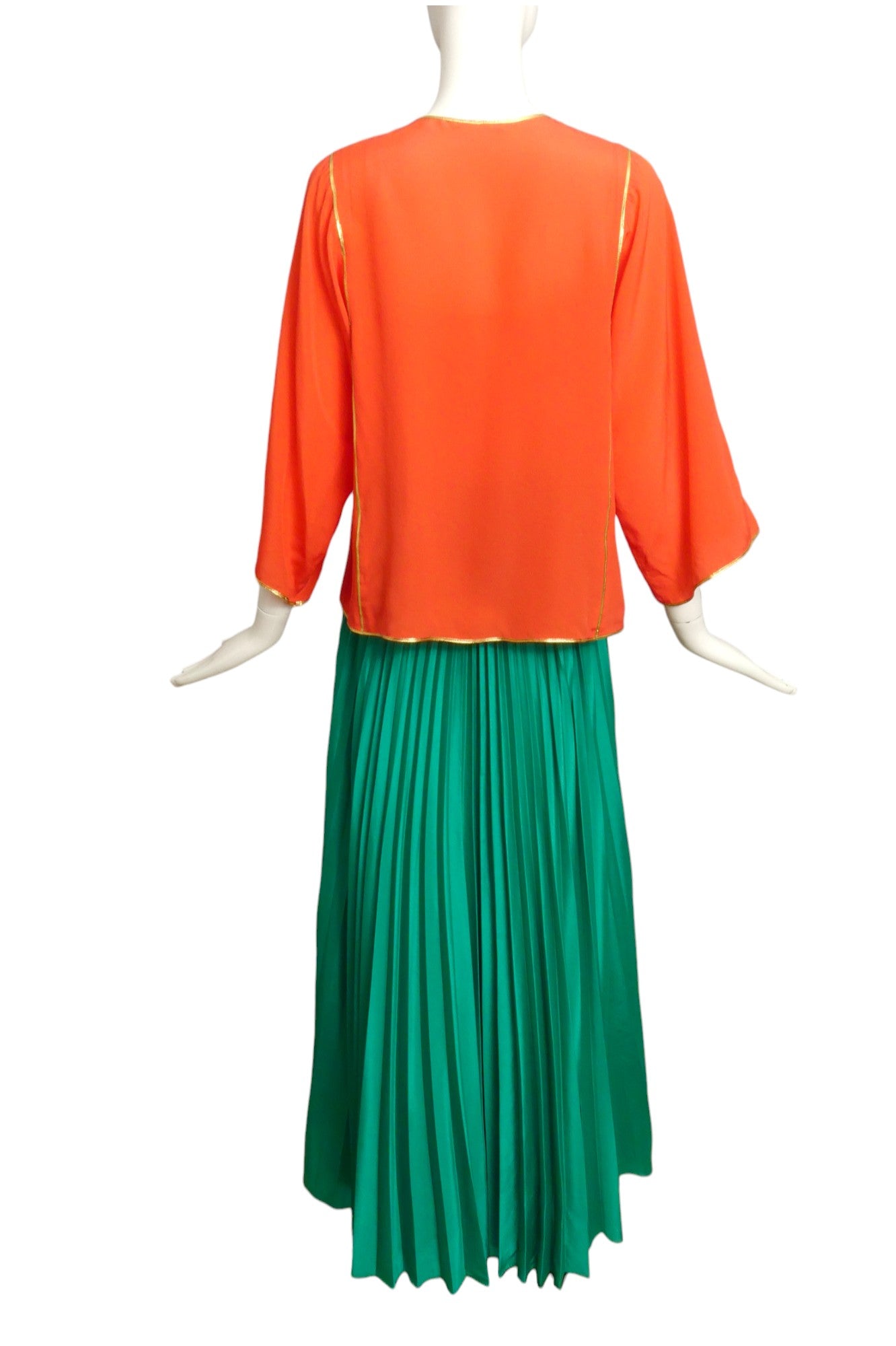 OSCAR DE LA RENTA- 1970s Pleated Gown& Jacket, Size 8