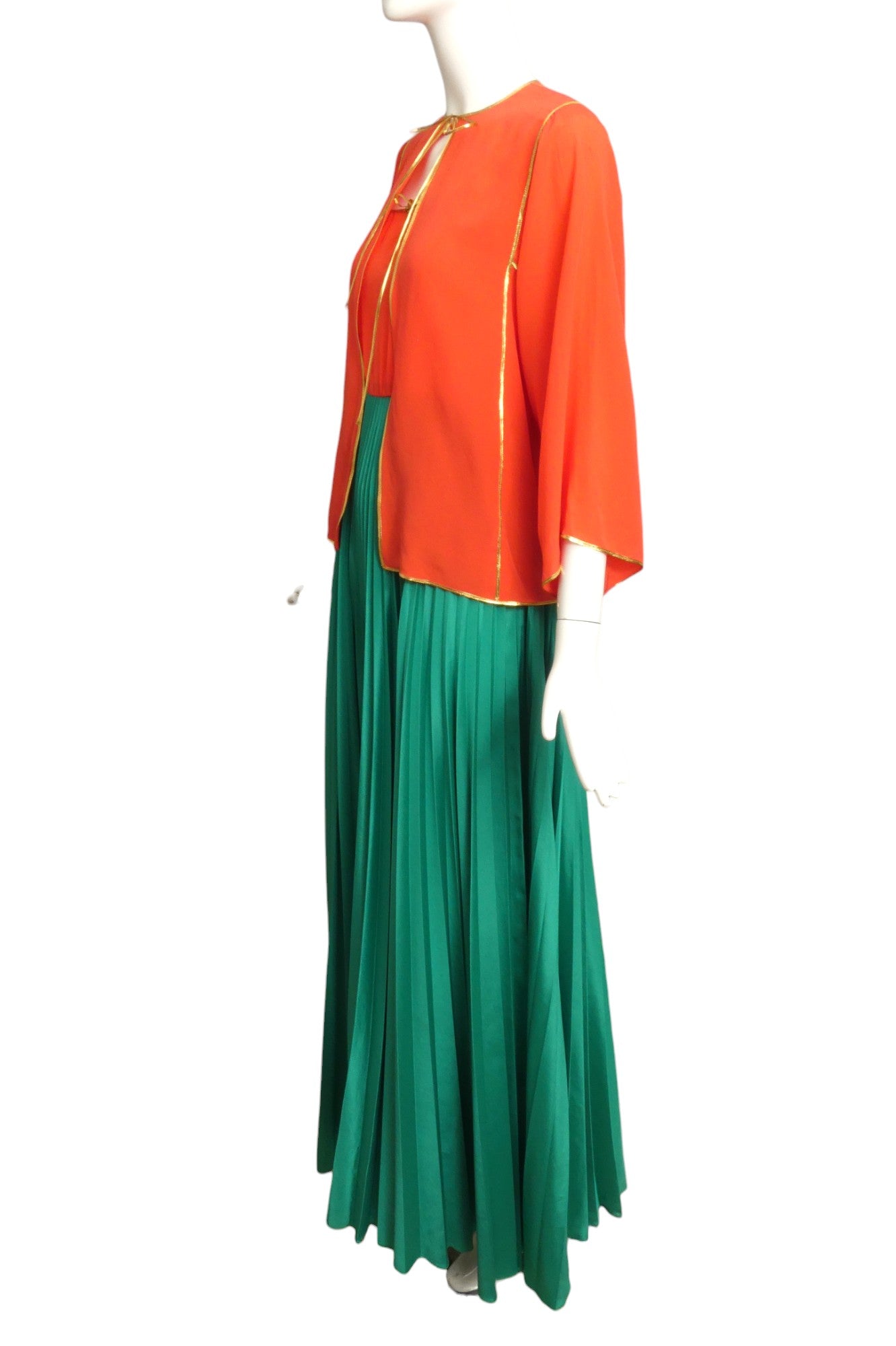 OSCAR DE LA RENTA- 1970s Pleated Gown& Jacket, Size 8