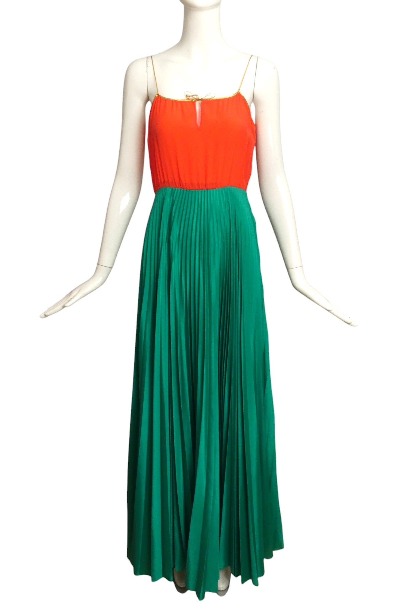 OSCAR DE LA RENTA- 1970s Pleated Gown& Jacket, Size 8
