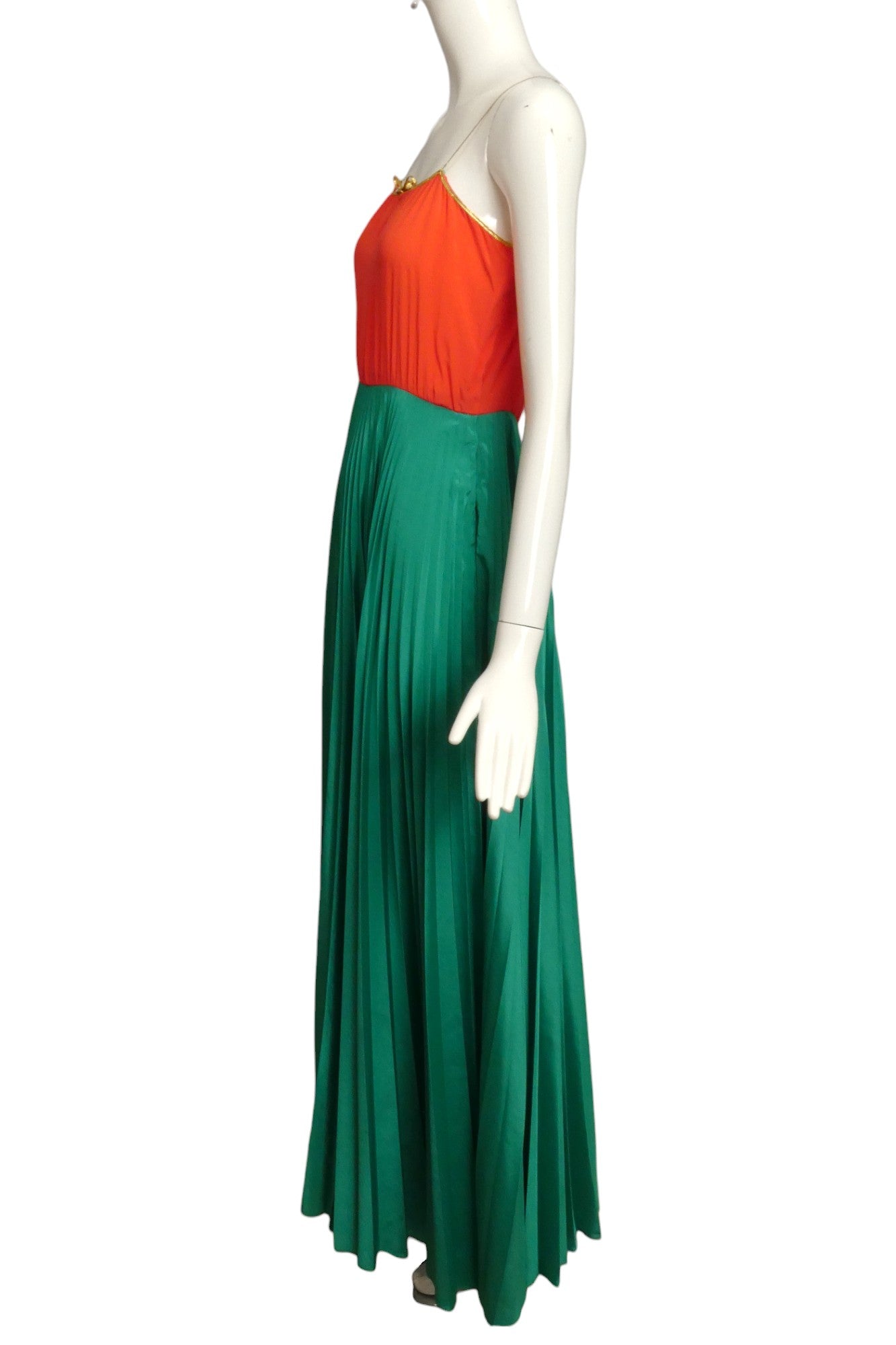 OSCAR DE LA RENTA- 1970s Pleated Gown& Jacket, Size 8
