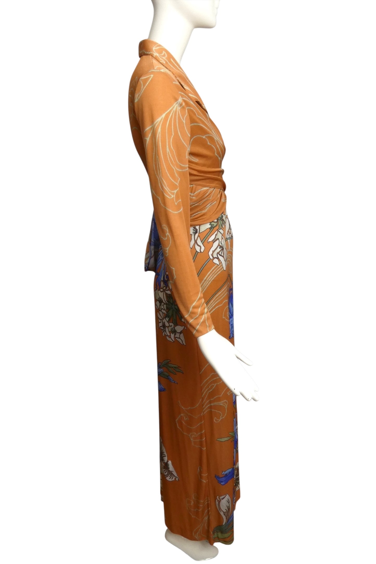 1970s Quiana Print Maxi Dress, Size 8