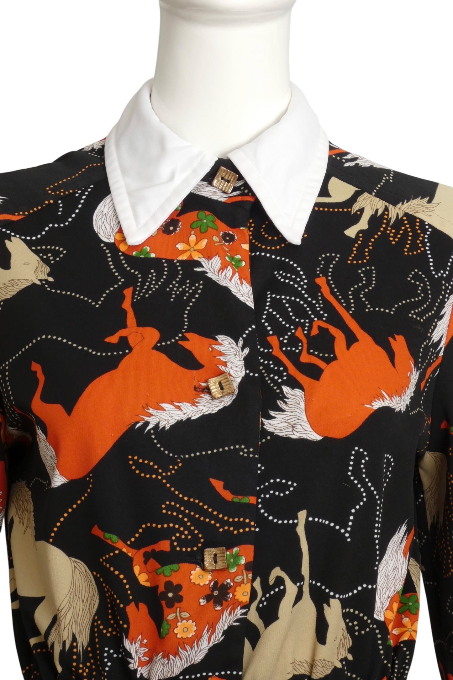 1970s Horse Print Shift Dress, Size 10