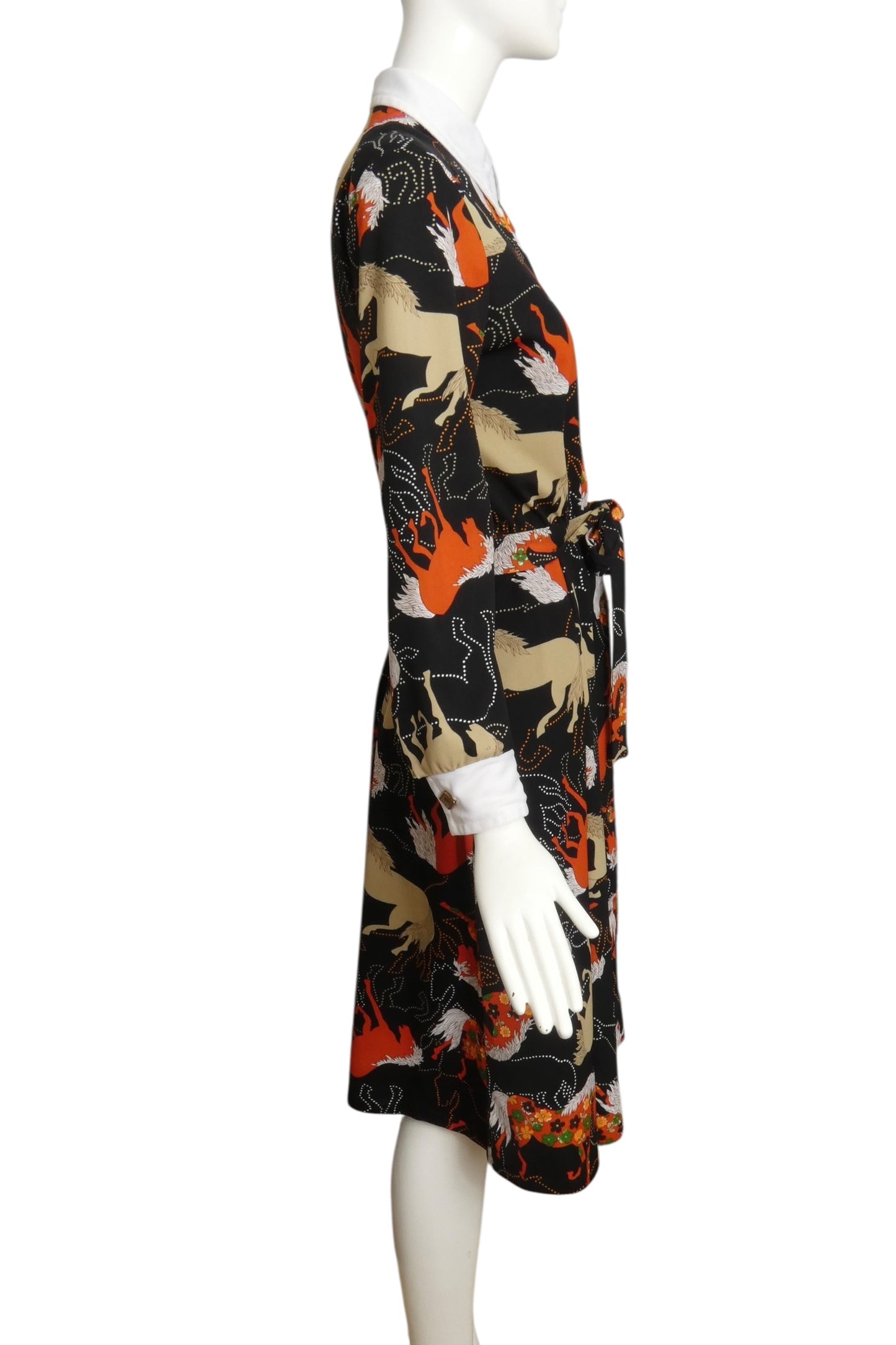 1970s Horse Print Shift Dress, Size 10