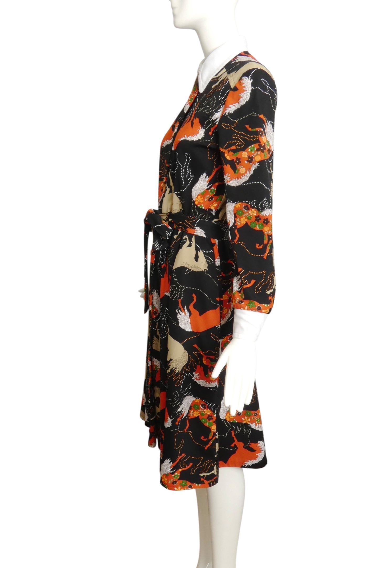 1970s Horse Print Shift Dress, Size 10